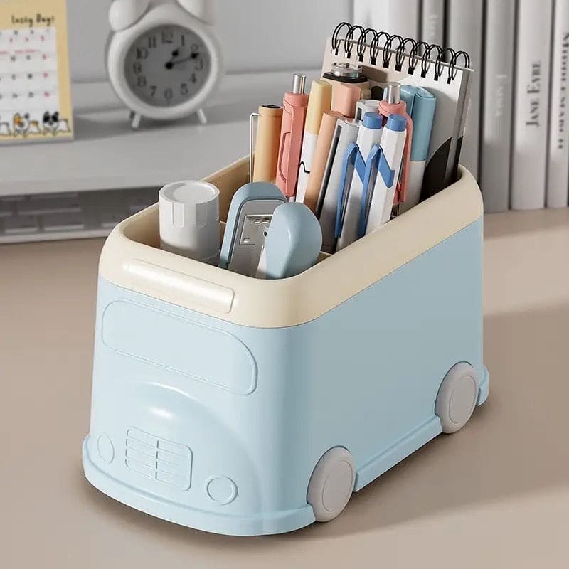 3 Compartment Van Desktop Organizer, Desk Organizer Storage Bucket, Cute Student Stationery Holder, Multifunctional Stationery Pencil Organizer, Large Capacity Desktop Storage Box, Cute Desktop Decoration Accessories 3 Compartment Van Desktop Organizer, Desk Organizer Storage Bucket, Cute Student Stationery Holder, Multifunctional Stationery Pencil Organizer, Large Capacity Desktop Storage Box, Cute Desktop Decoration Accessories